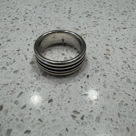 James Avery Silver and Black Striped Men's Ring - Picture 1 of 3